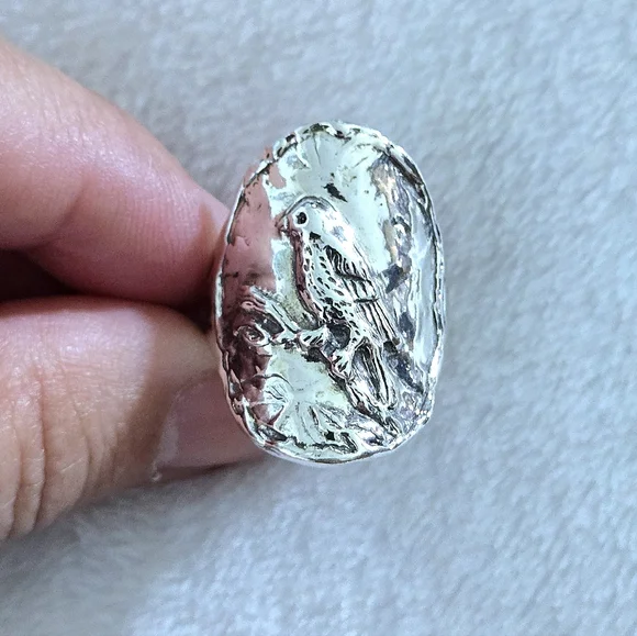 Noa Zuman Sterling Silver🤍 Embossed Bird🐦 Ring💍 - Picture 16 of 16